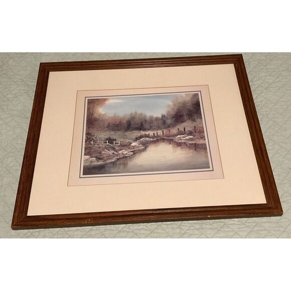 Owen Wexler Beautiful Nature Fall Pond Scene 13.5”x 10.5”framed(21.5”x 17.5”) - Picture 4 of 13